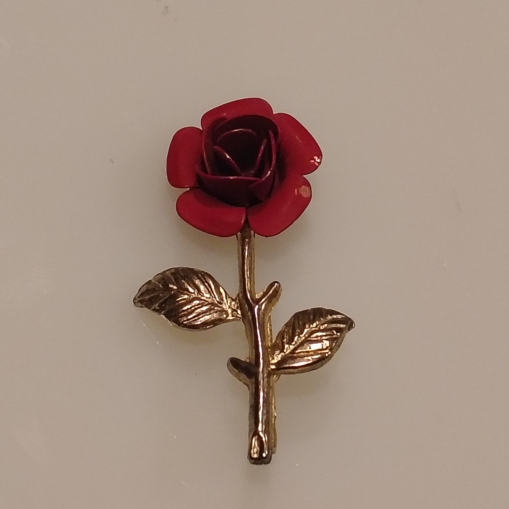 Elegant Red Rose Brooch